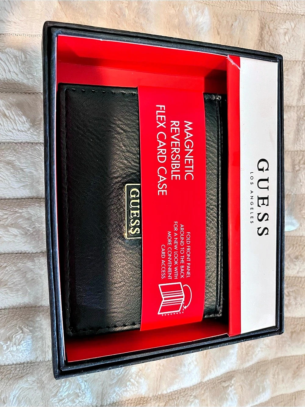 Guess Reversible Flex Card Case Black & Red NWT